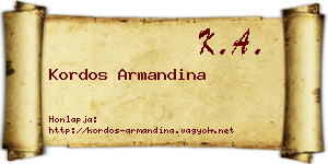Kordos Armandina névjegykártya